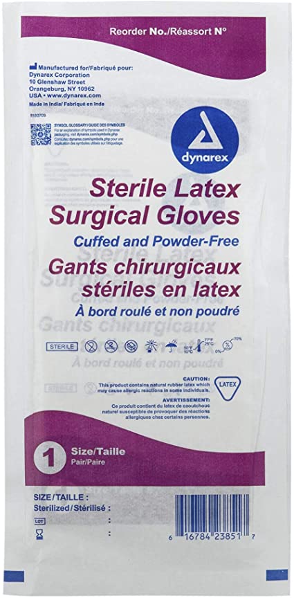 Powder Free Latex Surgeon/Surgical Gloves, Size 8.5, Sterile, 50 Pair/Box