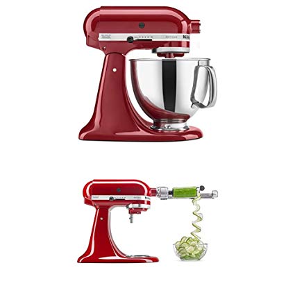 KitchenAid Artisan Series 5-Qt. Stand Mixer- Empire Red and Spiralizer Attachment