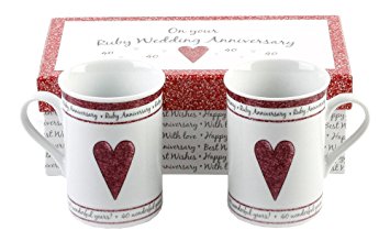 40th Ruby Wedding Anniversary Gift Set Ceramic Mugs By Haysom Interiors