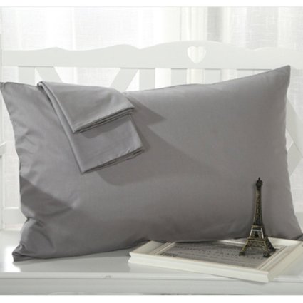 YAROO Pillowcase Genuine Egyptian Cotton 300 Thread Count Standard 2-Piece Pillow case SetSolidDark gray