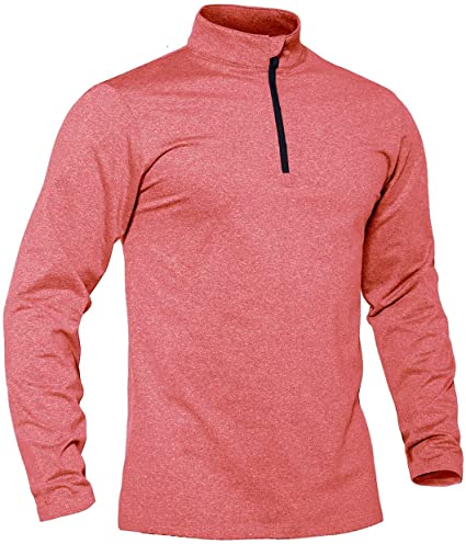 TACVASEN Men's Sports Shirts 1/4 Zip Long Sleeve Fleece Lined Running Workout Pullover Tops Sweatshirt