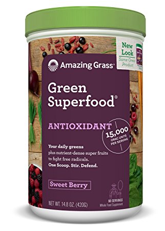 Amazing Grass Green Superfood Antioxidant, Sweet Berry, 60 Servings, 14.8 Ounces