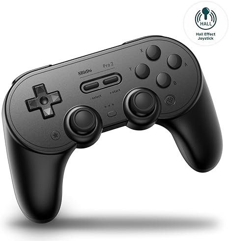 8BitDo Pro 2 Bluetooth Controller for Switch, Hall Effect Joystick Update, Wireless Gaming Controller for Switch, PC, Android, and Steam Deck & Apple (Black Edition)