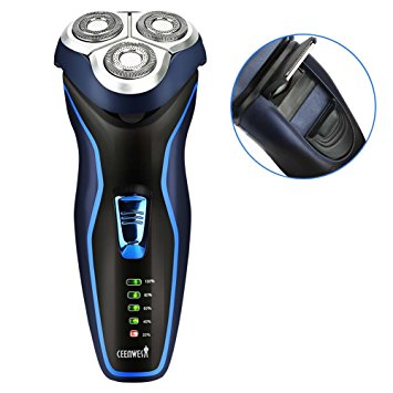 Ceenwes Electric Razor with Pop-up Trimmer 3D Rechargeable Electric Shaver Waterproof Mens Electric Razor Wet & Dry Rotary Shavers Cordless Electric Shaving Razors for Men
