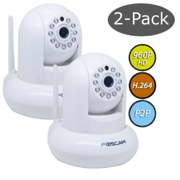 Foscam FI9831P 2-Pack 13 Megapixel 1280 x 960P Wireless IP Camera - White