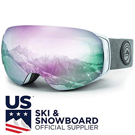 WildHorn Outfitters Roca Ski Goggles & Snowboard Goggles- Premium Snow Goggles Men, Women Kids. Features Quick Change Magnetic Lens System Integrated Clip Lock.