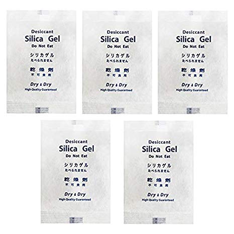Dry & Dry 200 Gram [5 Packets] Premium Pure & Safe Silica Gel Desiccant Packeks Dehumidifier - Rechargeable Fabric Silica Packets for Moisture Absorber