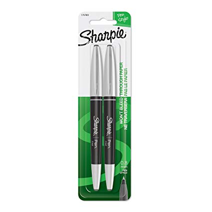 Sharpie 1757951 Pen Grip Fine Point Pen, 2 Black Ink Pens