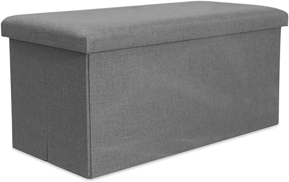 Cosaving Folding Storage Ottoman Storage Cube Seat Foot Rest Stool with Memory Foam for Space Saving, Square Ottoman 30x15x15 inches, Grey