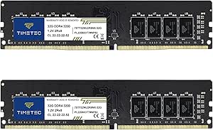 Timetec 64GB KIT(2x32GB) DDR4 3200MHz (or 2933MHz or 2666MHz) PC4-25600 Non-XMP CL22 1.2V Non-ECC Unbuffered 2Rx8 Dual Rank 288 Pin UDIMM Desktop PC Computer Memory RAM Module Upgrade