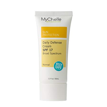 MyChelle Daily Defense Cream SPF 17, Mineral-Based, Moisturizing Suncreen for All Skin Types, 1.2 fl oz