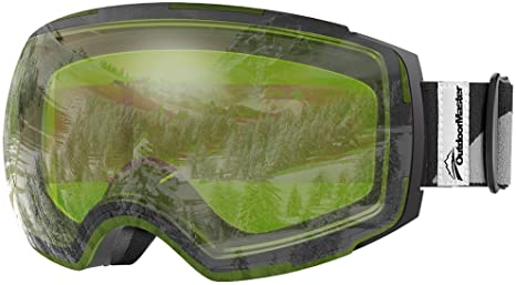 OutdoorMaster Ski Goggles PRO - Frameless, Interchangeable Lens Snow Goggles for Men & Women - 100% UV Protection