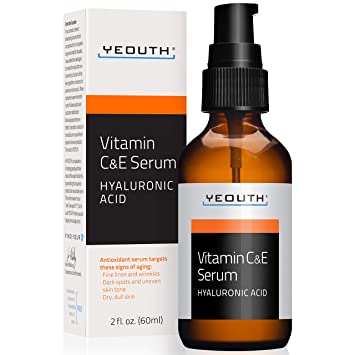 YEOUTH Vitamin C and E Day Serum with Hyaluronic Acid, anti aging skin care product/anti wrinkle serum will fill fine lines (2oz)