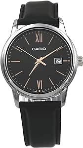 Casio MTP-V002L-1B3 Men's Standard Dress Analog Black Leather Band Silver Dial Date Watchh