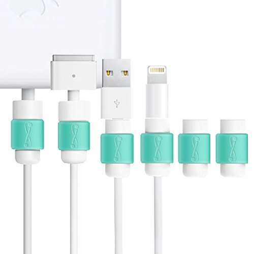 LimitStyle Lightning/Magsafe Savers Protectors (Turquoise 4 2 Pack) - Protective for Apple USB Lightning Cables (for Apple iPhone / iPad mini / iPad Air) and Macbook Power Cords