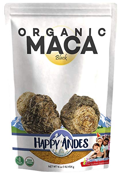 Happy Andes Organic Black Maca Powder, 1 Pound