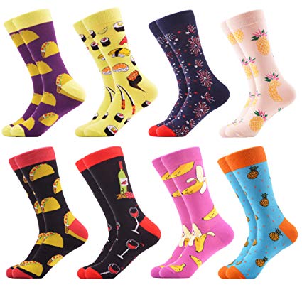 WeciBor Men's Funny Casual Combed Cotton Novelty Crazy Fancy Socks Packs