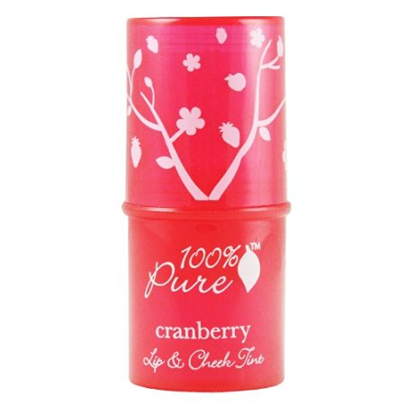 100% Pure: Cranberry Glow Lip & Cheek Tint, .26 oz, All Natural, Organic Formula Made with Lip Softening, Moisturizing Shea and Cocoa Butters, Formulated with Anti-Aging Vitamins and Antioxidants