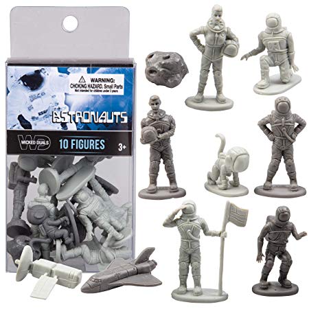 SCS Direct Wicked Duals Mini Astronaut Figures Playset 10 pc Toy Collection - Unique Sculpted Space Action Figures for Party Favors, Dioramas, Decorations and More!