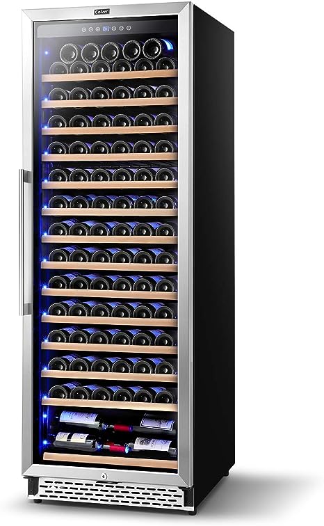 COLZER 24 Inch Wine Cooler Refrigerators,154 Bottle Fast Cooling Low Noise No Fog Wine Fridge with Professional Compressor Stainless Steel,Digital Temperature Control Built-in Freestanding