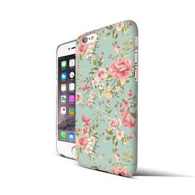 iPhone 6 case retro floral, Akna 2nd Generation of Stylish-fit Series, Retro Floral Pattern Rubber Feel Coating Hard Case for iPhone 6 [Elegant Green](U.S)