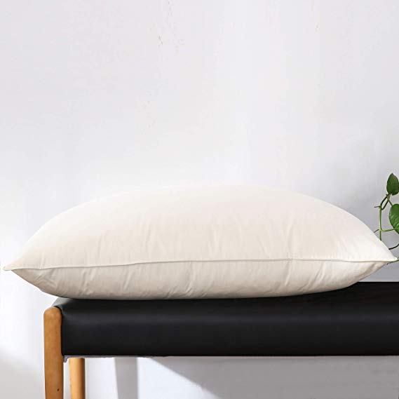 Alanzimo Luxury Original Siberian Goose Down Feather Bed Pillow for Sleeping,100% Egyiptian Cotton 600Fill Power- Queen Size Down Pillows (Queen: 1 Pillow)