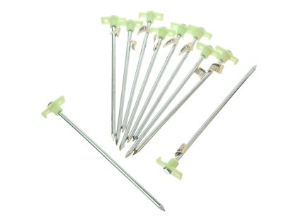 SE 910NRC10 Metal Tent Peg with Glow in the Dark Stopper (10 Pack), 10 1/2"