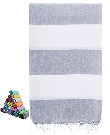 Turkish Peshtemal Pestemal Towel Thin Light Weight Quick Dry Towel Best For Bath Beach Swimming Pool Water Park Spa Wrap Around And Gym Picnic Blanket - 40x70 inches (Aloha-Light Grey)