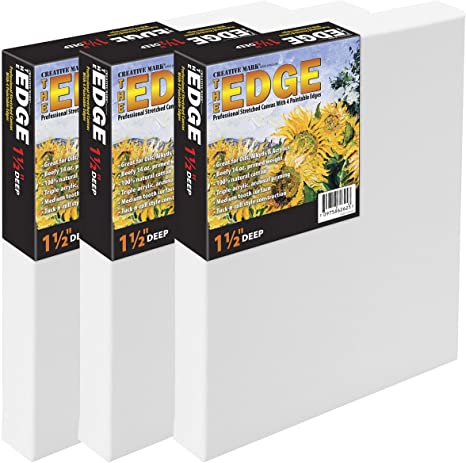 The Edge All Media Cotton Deluxe Stretched Canvas - Paintable Edges for Frameless Artwork Presentation, Superior Priming for Richness and Purity of Paint Colors - Box of 3 - [1.5" Deep | 24X30]