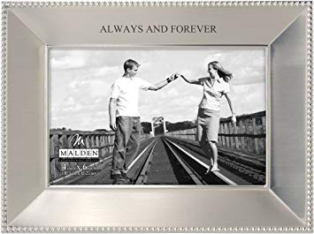 Malden International Designs Simply Stated Always and Forever Shiny Pewter Picture Frame, 4x6, Silver