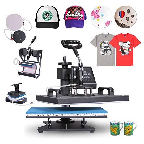 VEVOR Heat Presses 12 X 15 inch 5 in 1 Digital Multifunctional Sublimation T Shirt Heat Press Machine 900W 360 Degree Rotation Heat Press Machine for T Shirts Hat Mug Cap Plate (5IN1 12X15INCH 900W)