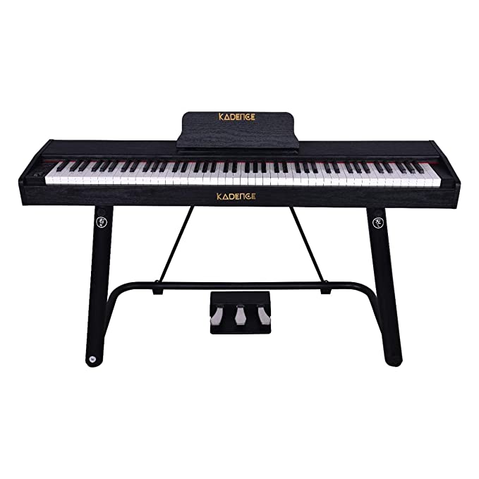 Kadence DP01 Weighted Key Portable Digital Piano 88 Key with Indian tone, U Type Stand, Triple Pedal, Power Supply, Music Stand,Black