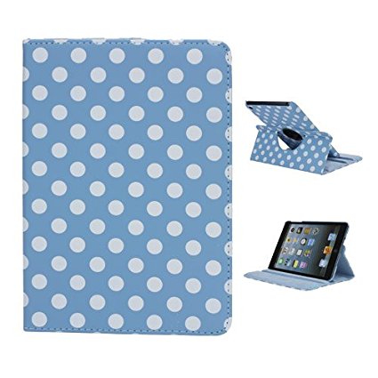 Fogeek Case for iPad Mini,Lovely Polka Dots Pattern 360 Rotating Swivel Stand Leather Case Cover for iPad Mini / Mini 2 / Mini 3 with Auto Sleep/Wake Function (Baby Blue)