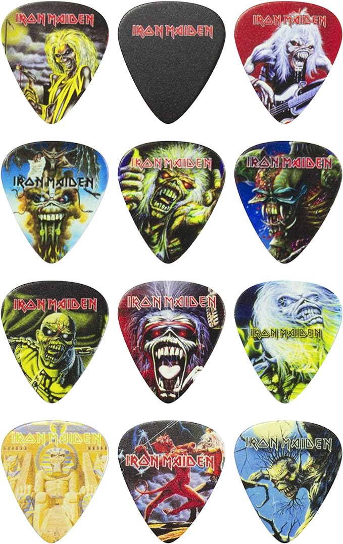 Perri's Leathers Ltd. - Guitar Picks - Celluloid - Iron Maiden - Official Licensed Product - Assorted Designs - Medium 0.71mm - 12 Pack - For Acoustic/Bass/Electric (LP12-INM1)