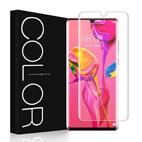 G-Color Huawei P30 Pro Screen Protector, P30 Pro Glass Protector [Fingerprints Sensor Compatible] [Full Adhesive] [Case Friendly] [3D Curved Fit] Tempered Glass Screen Protector for Huawei P30 Pro