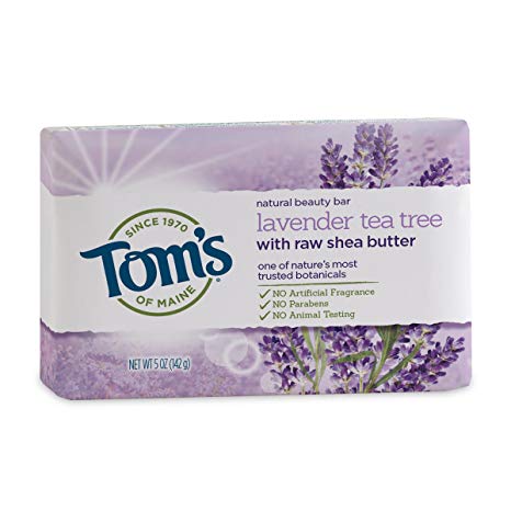 Tom's of Maine Natural Beauty Bar Soap with Raw Shea Butter, Lavender Tea Tree, 5 oz