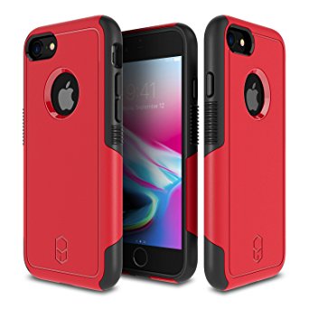 iPhone 8 / 7 Case, Patchworks [Level Aegis] Hybrid Soft Inner TPU Hard PC Back Cover Military Grade Extreme Drop Tested with Added Corner Cushion Dual Layer Case for iPhone 8 / 7 - Red / Black