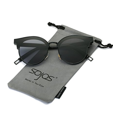 SojoS Fashion Designer Cateye Women Sunglasses Oversized Flat Mirror Lens SJ1055