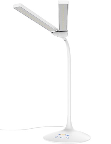SunLabz Energy-Saving LED Desk Lamp - Unique Twin-Head and Touch-Controlled LED Table Lamp with 3 Light Modes, Stepless Dimmer, and AC Adapter