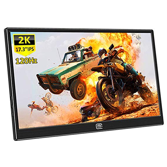 Eleduino 17.3 Inch Portable Gaming Monitor,2k Resolution 120Hz,5 Ms Anti-Glare TN Panel High Brightness, Eye-Care,with HDR FreeSync, Type-C, HDMI Built-in Speakers