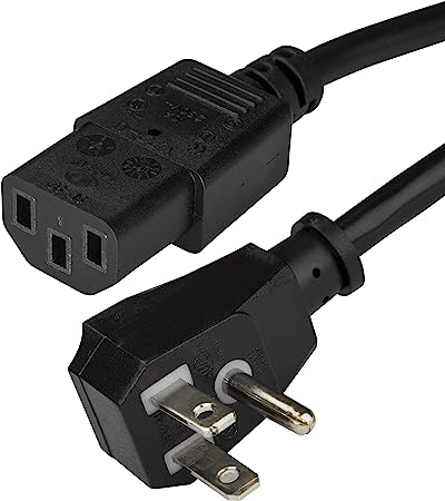 StarTech.com 10ft (3m) Computer Power Cord, Flat NEMA 5-15P to C13, 10A 125V, 18AWG, Black Replacement AC Power Cord, PC Power Supply Cable, Monitor/Printer Power Cable - UL Listed (PXTF10110)