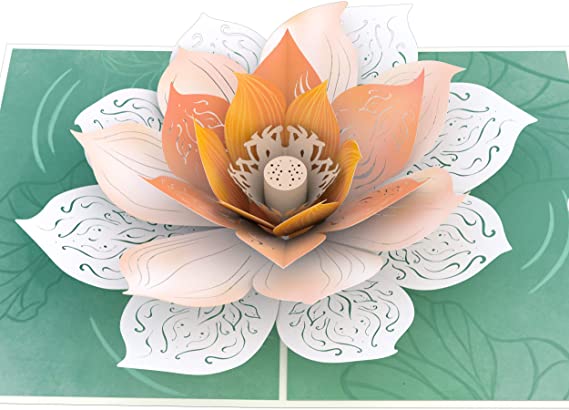 Lovepop Lotus Bloom Pop Up Card - 3D Card, 3D Greeting Card, Pop Up Anniversary Card, Mother's Day Card, Card for Mom, Card for Wife, Pop Up Birthday Card, 3D Flower Card