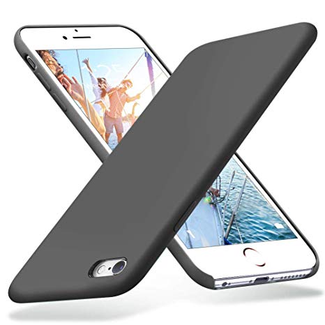 KUMEEK iPhone 6s Plus Case, iPhone 6 Plus Case, Liquid Silicone Rubber with Soft Microfiber Cloth Cushion Protective Case Thin Slim for iPhone 6s Plus/iPhone 6 Plus - Dark Grey