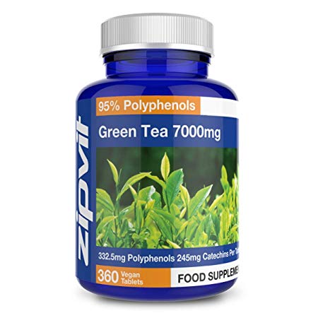 Green Tea Extract 7000mg (High Strength) | 360 Vegan Tablets | Antioxidant | Twelve Months Supply | Made in UK | Vegetarian Society Approved