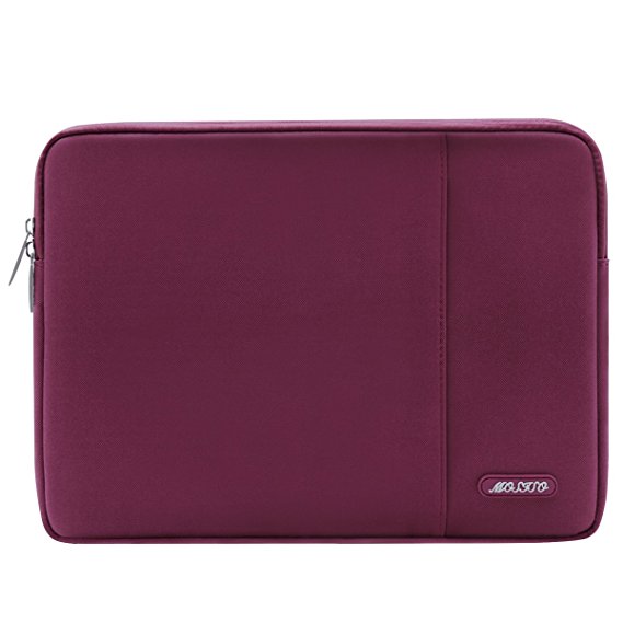 Mosiso Laptop Sleeve Bag for 11-11.6 Inch MacBook Air, Ultrabook Netbook Tablet, Vertical Style Water Repellent Polyester Protective Case Cover with Pocket, Wine Red