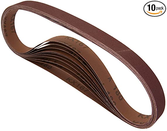 POWERTEC 111310 1 x 30 Inch Sanding Belts | 120 Grit Aluminum Oxide Sanding Belt | Premium Sandpaper – 10 Pack