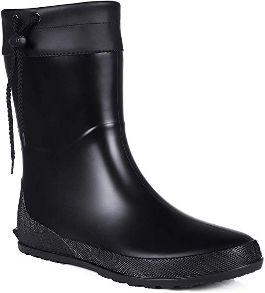 Asgard Women's Mid Calf Rain Boots Collar Gardening Boots Ultra Lightweight Portable Garden Shoes