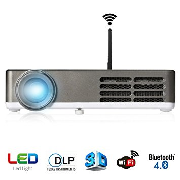 ERISAN Smart 3D DLP Android Bluetooth Wi-Fi LED Portable Home Theater & Business Projector - Support HD 1080P Video For Movie/Games/Meeting/Teaching/Presentation PHTP300W