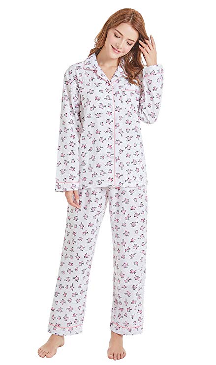 Women’s 100% Cotton Pajamas, Long Sleeve Woven Pj Set Sleepwear from Tony & Candice