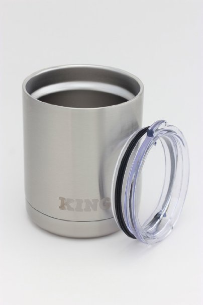 **NEW 10 OZ LOWBALL**. The KING 10 Oz Lowball is stainless steel and double wall vacuum insulated. The KING Lowball is perfect for a cup of coffee, whiskey, scotch or your favorite cocktail.
